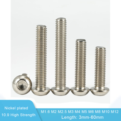 M1.6/M2-M12 Button Head Screws Allen Socket Bolts 10.9 High Strength DIN 7380