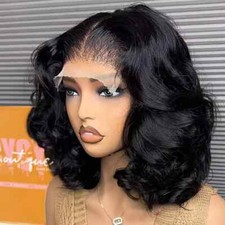 Body Wave Short Bob 13x4 13x6Transparent Lace Front Human Hair Wig HD PrePlucked