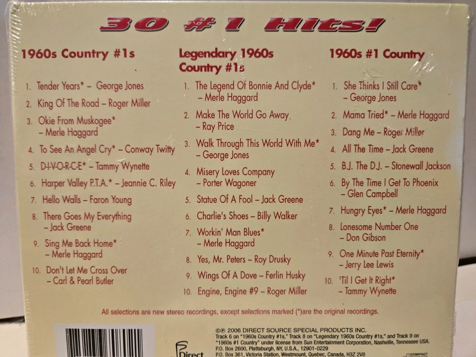 Lot of 30 #1 COUNTRY HITS OF THE 1960S- 3 CD SET- Brand new & Sealed Foto 3 de 4