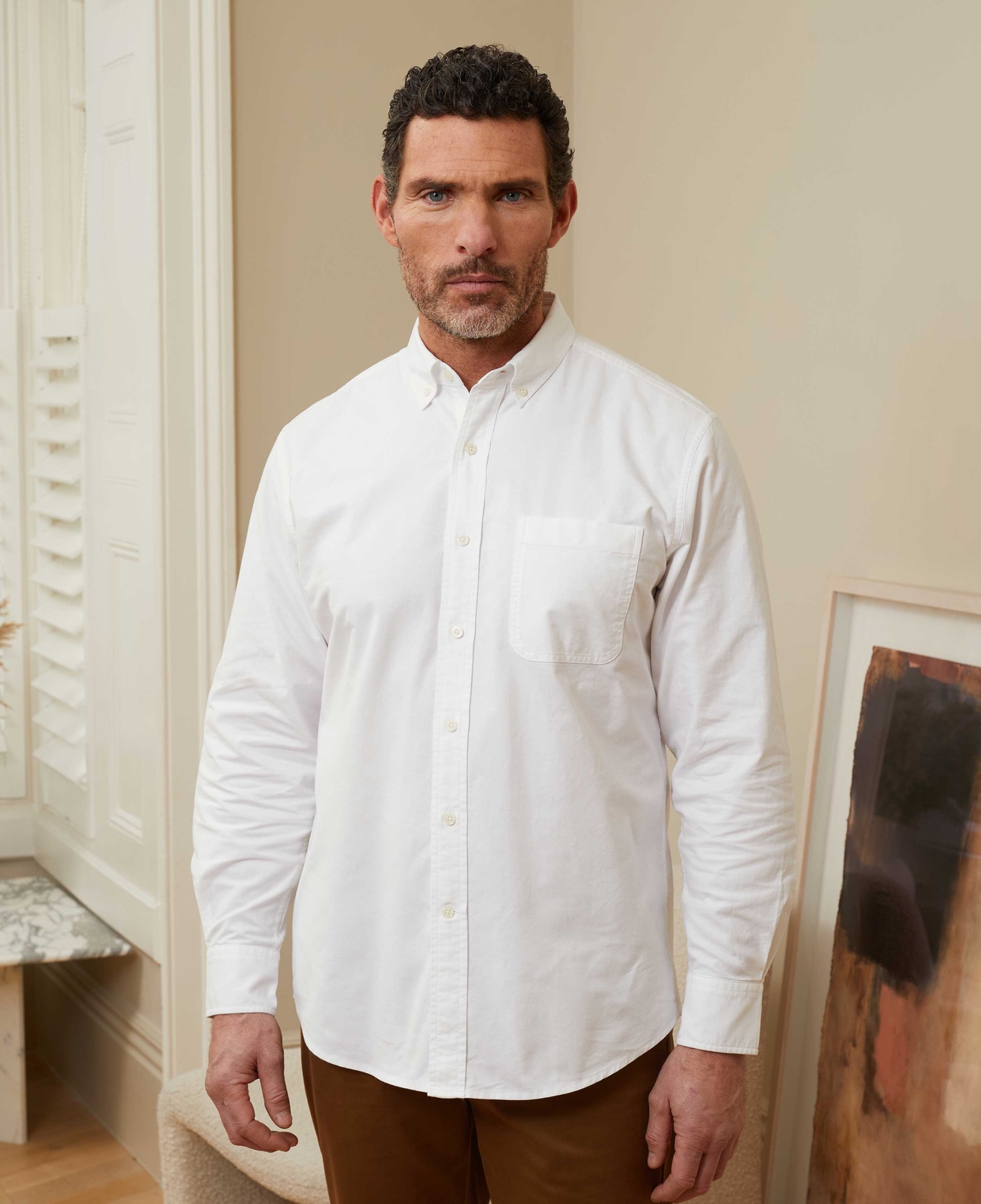 FILA Camicia Oxford Savile Row Company da uomo classica bianca manica lunga cotone