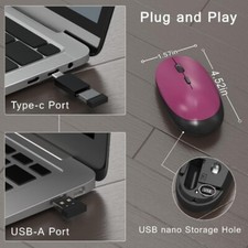 Wireless Keyboard and Mouse with Wrist Pad, Purple with Round Black Keys