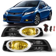 For 2012-2013 Honda Civic 2dr Coupe Fog Lights Yellow Len Driving Bumper Lamp