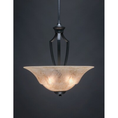 Toltec Lighting Zilo Pendant w/ 3 Bulbs, Matte Black Finish w/ 20' Italian Marbl