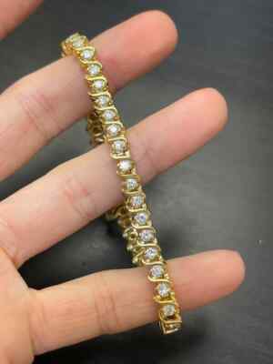 Women's 4CT Round Cut Lab-Created Diamond Tennis Bracelet 14k Yellow Gold Plated