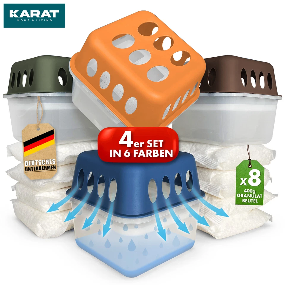 KARAT 4er-SET Luftentfeuchter Raumentfeuchter Raumtrockner Entfeuchter