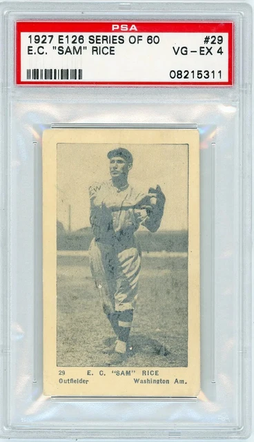 1927 E126 American Caramel Series Of 60 E. C. "sam" Rice #29 PSA 4