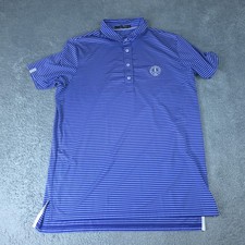 Ralph Lauren RLX Polo Shirt Mens Large Blue Striped Golf Stretch Performance