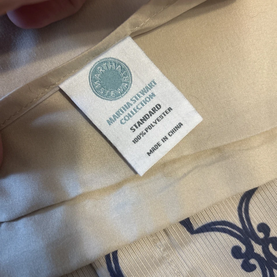 Colección Martha Stewart Juego de 2 fundas de almohada Euro azul y 2 enrejado tostado/azul  Foto 4 de 4