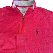 Polo Ralph Lauren Boys Pullover Quarter-Zip Red Sweater Size Small Preppy