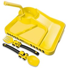 Construction Toddler Plates - Construction Utensils for Toddlers - Yellow