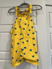 Hugo Loves Tiki Yellow Coveralls With Blue Hearts Size 12 Years