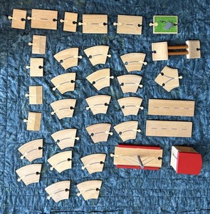 Plan City Road System PARTS w/ Connectors Wooden Tracks Building Set 35 Piece