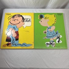 Vintage Playskool Peanuts Wooden Puzzles 1952 Linus  1960 Sally