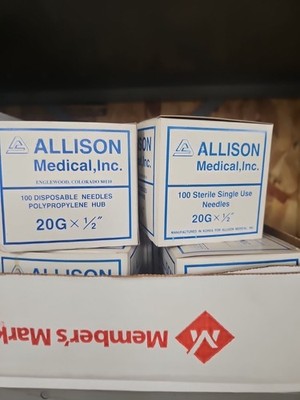Allison Medical 100 Disposable Needles 20G X 1/2