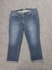 Torrid Jeans Womens 18 Blue Crop Boyfriend Vintage Stretch Raw Hem Medium Wash