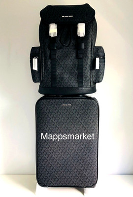 MICHAEL KORS Cooper Logo Trolley Carry-on Suitcase & Pocket Backpack BLACK 2Pcs
