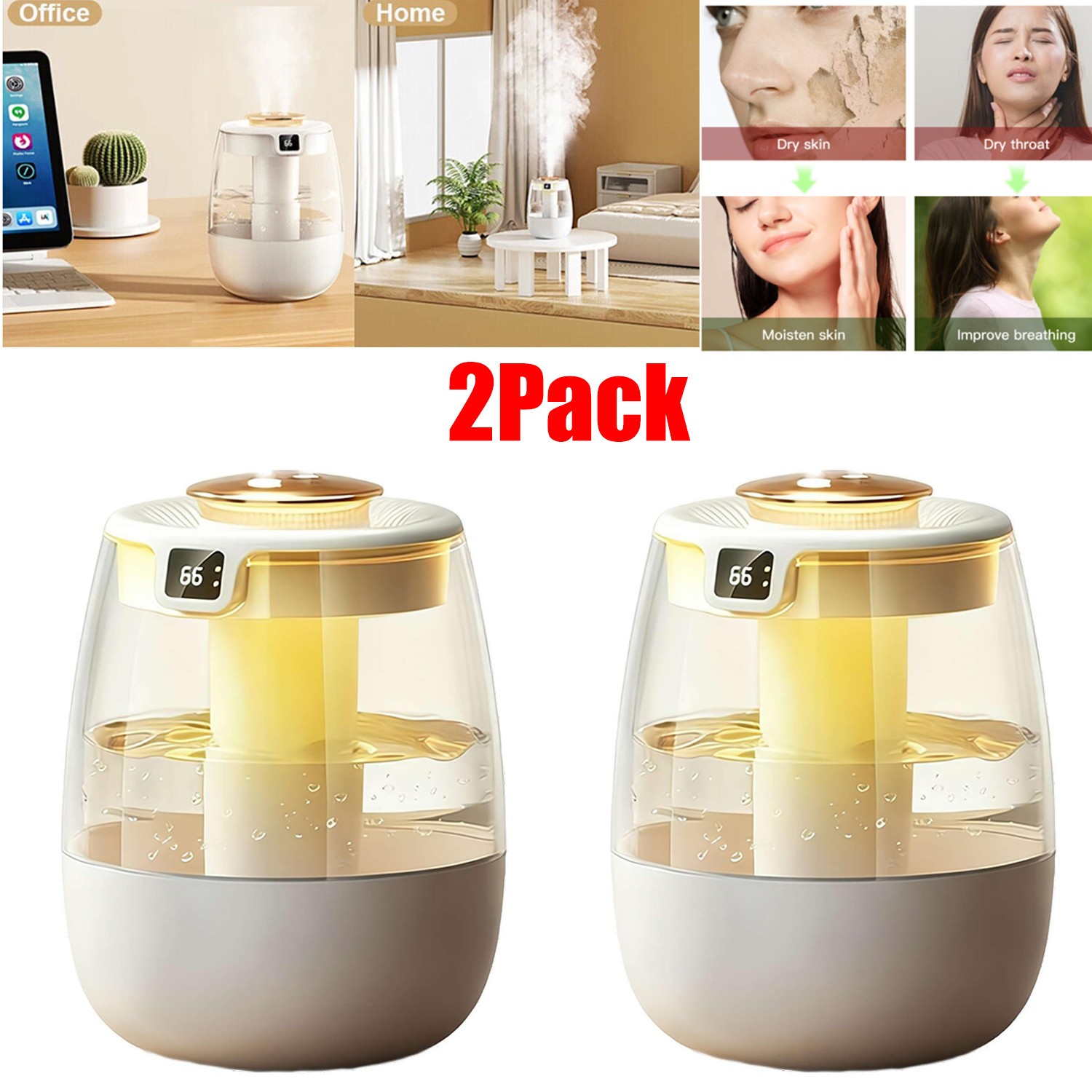 S For Bedroom Ultrasonic Cool Mist Led Humidifier Top Fill
