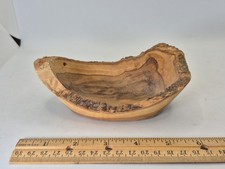 Hand-Carved Live Edge Wooden Trinket Bowl - Natural Wood 6"x3"