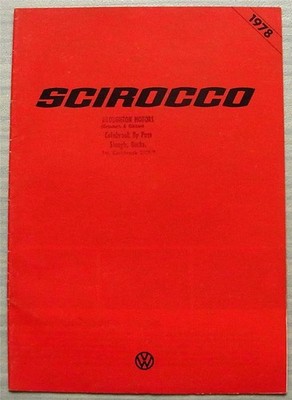 VOLKSWAGEN VW SCIROCCO GLS Car Sales Brochure 1978 #783/119 045 25 1/78