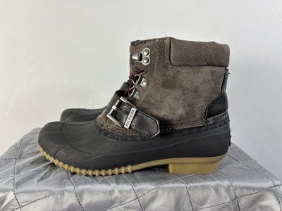 Tommy Hilfiger TWREGINAL Duck Boots Womens 8M Brown Suede Fur Lined Rain Snow