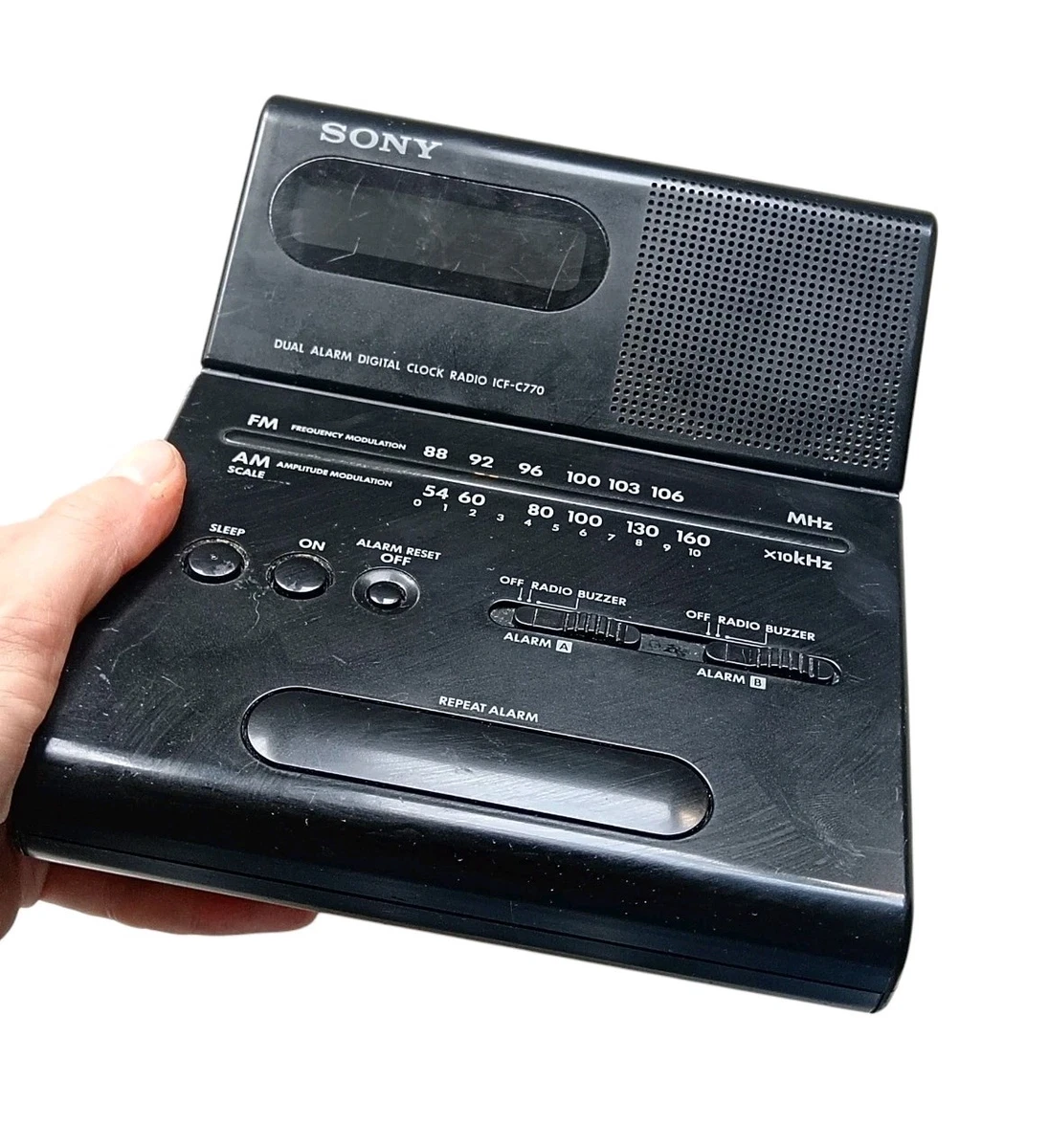 *HH* Radio despertador Sony ICF C770 Radio despertador LCD Vintage