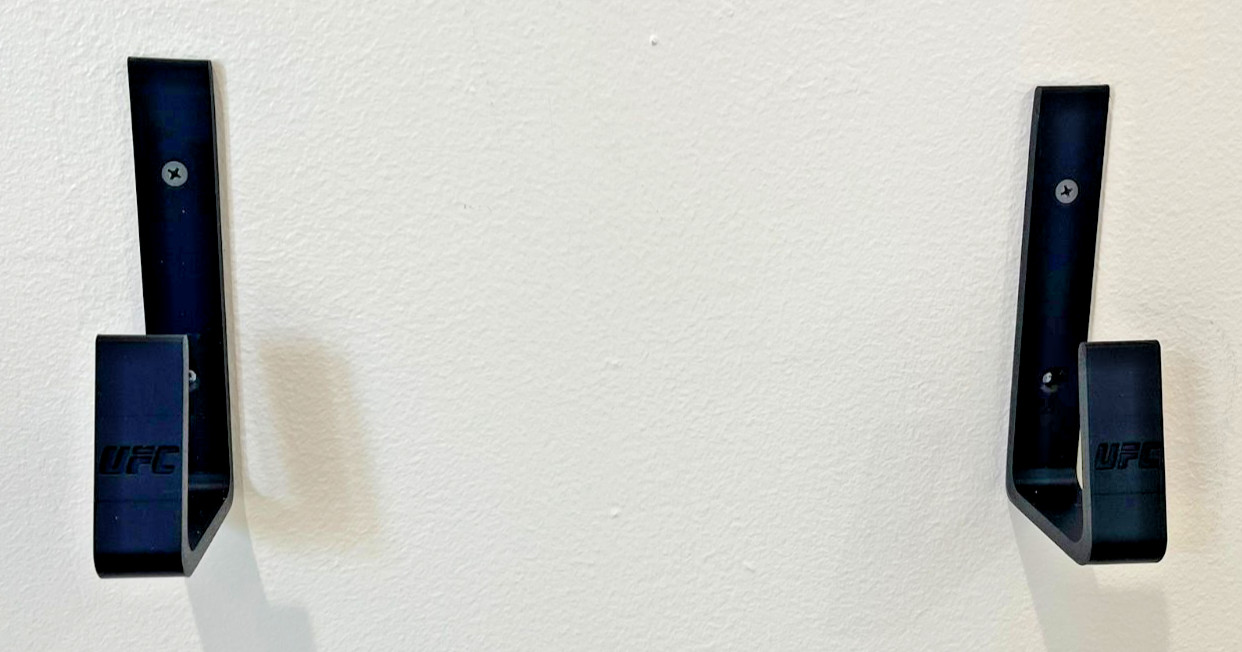 Black UFC Championship Belt Wall Mount Brackets – Wall Display Hooks (Set of 2)