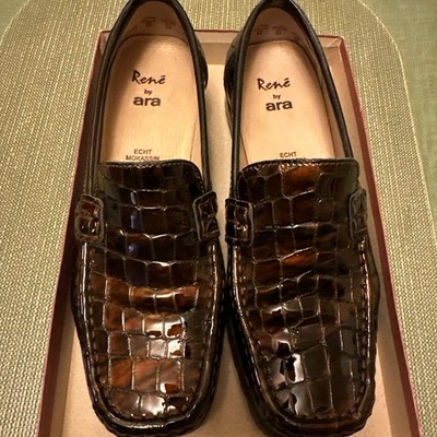 Rene by ARA Slip on Moccasins  Leather Loafers, Size 3.6 G UK, 6 US Women