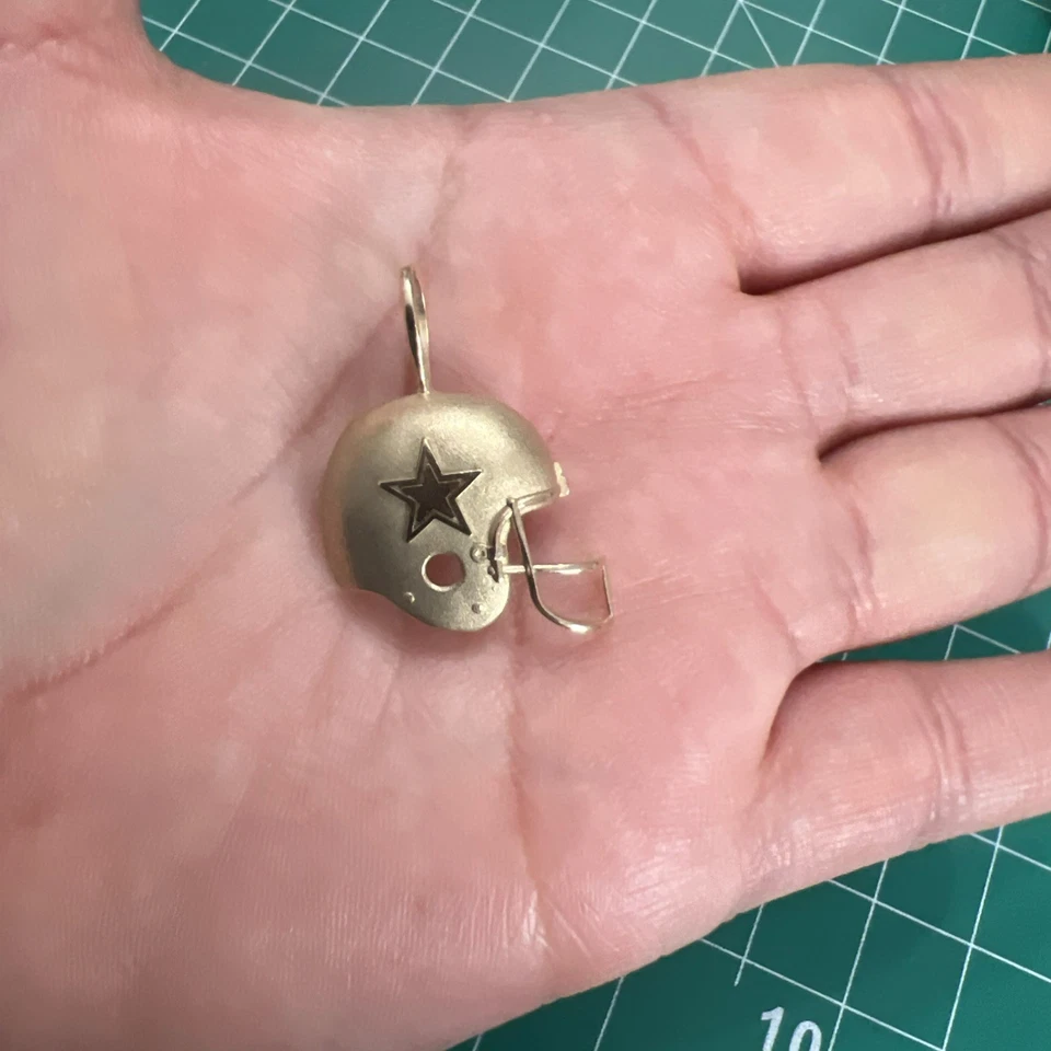 Casco de fútbol americano colgante vintage 1989 oro 14k Dallas Cowboys Michael Anthony MA Foto 3 de 4
