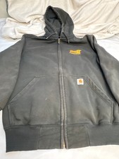 Carhartt Rain Defender Hoodie Jacket Sz L Black 2911 Fabrication w/ Flaw