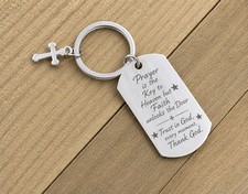 Inspirational Scripture Keychain with Cross - Bible Verse Matte Key Chain Rel...