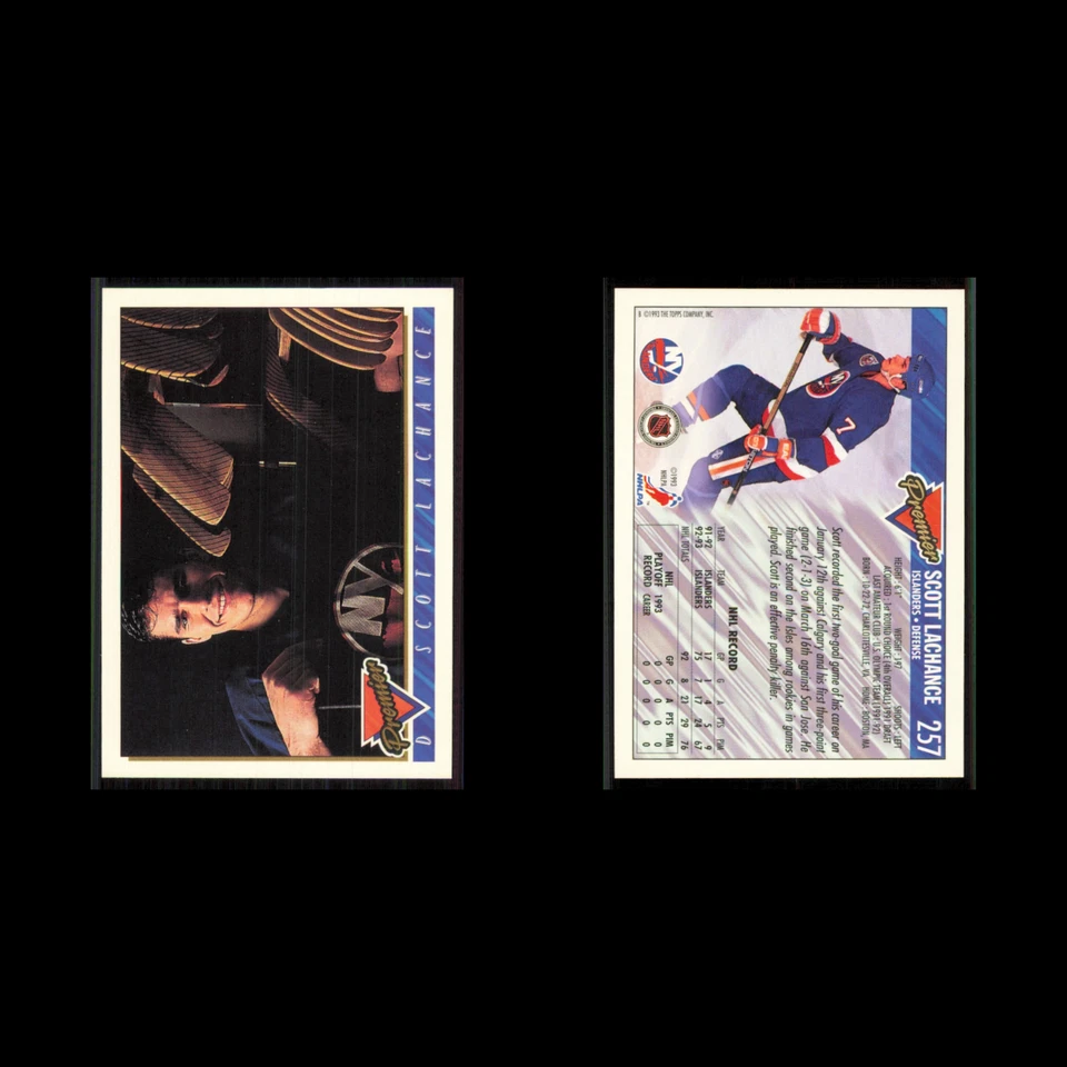 Scott Lachance #257 1993 Topps Premier New York Islanders Hockey Card NHL NM - Image 3 of 3