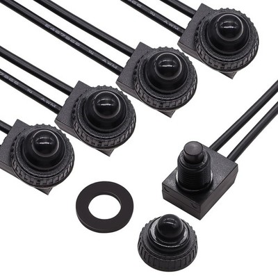 mxuteuk 5pcs 12V RV Waterproof Push Button Switch Black ON/Off SPST 