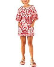 Farm Rio Linen-Blend Mini Dress Women's Green M