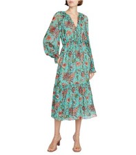 Ulla Johnson Austere Tiered Dress 2 Green Floral Chiffon Fit & Flare RRP $790 US