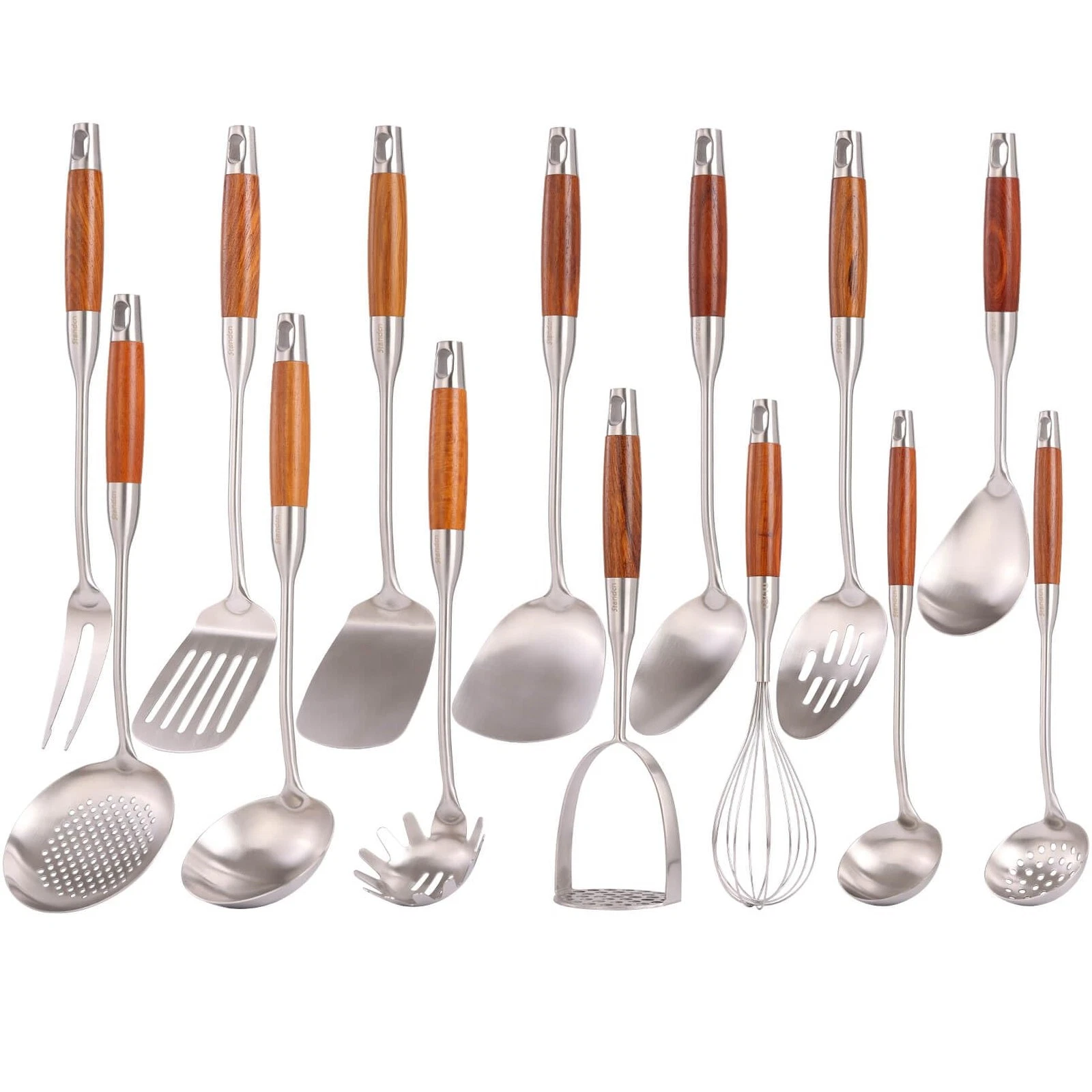 18/10 Stainless Steel Kitchen Utensils Set with 15 x 4 x 4 inches, 14-Pieces