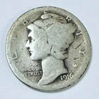 1916-P LIBERTY MERCURY 90% SILVER DIME CIRCULATED COIN #5296