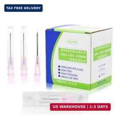 100 Pack 18 Ga 25mm 1IN Disposable Needles for Scientific and Industrial Dispens