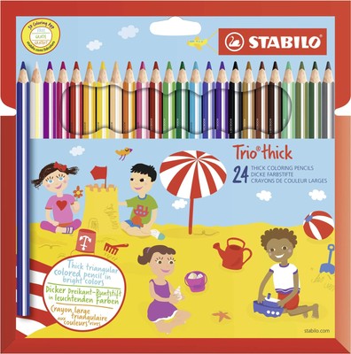 Triangular Colouring Pencil - STABILO Trio thick - Pack of 24 - Assorted Colours