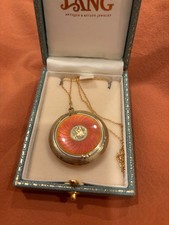 Carter and Gough Antique Coral Colored Enamel Locket 14k gold