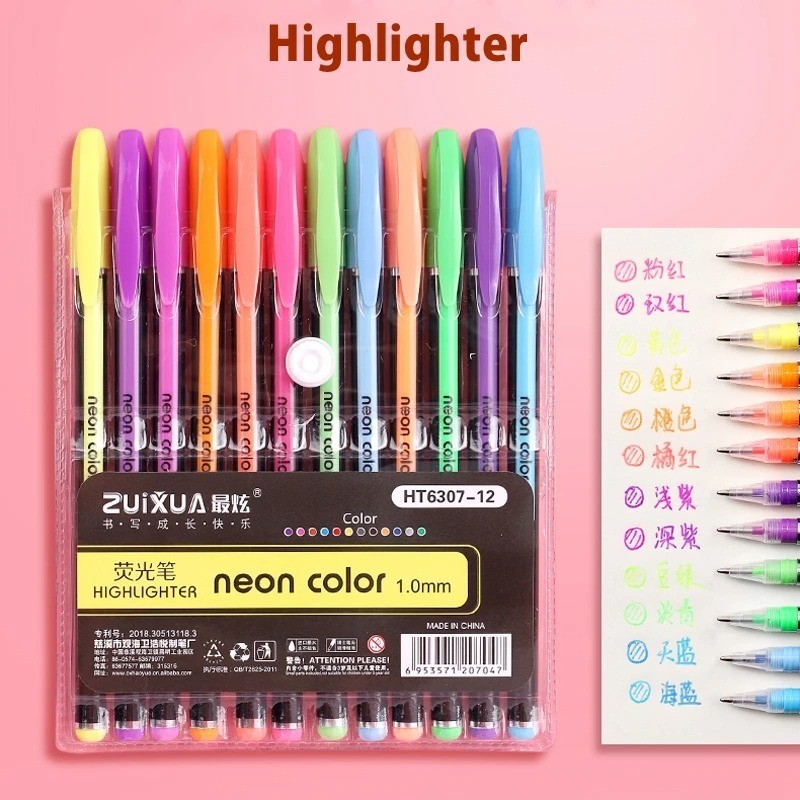 12/24x Glitter Gel Pens Set Metallic Colouring Art Markers Drawing Sketch School