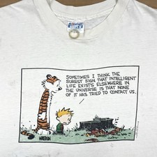 VTG 90s Calvin  Hobbes 22.5  x 29  Comic Strip T Shirt