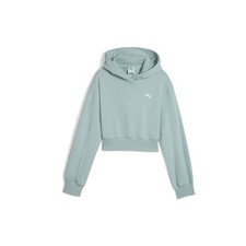 PUMA Wardrobe Essentials Short Length Pullover Hoodie Youth Girls Green Casual O
