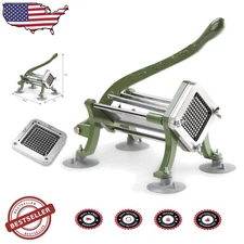 Commercial French Fry Cutter Heavy Duty Stainless Steel 1/4" Blade Green