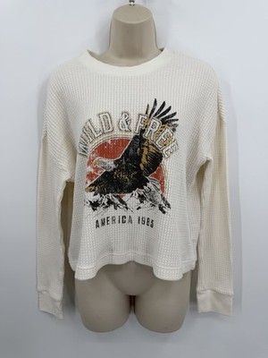 White Crow Waffle Weave Wild And Free Long Sleeve Top Small