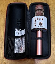 BONAOK Wireless Bluetooth Karaoke Microphone 3 in 1 Portable Rose Gold case new