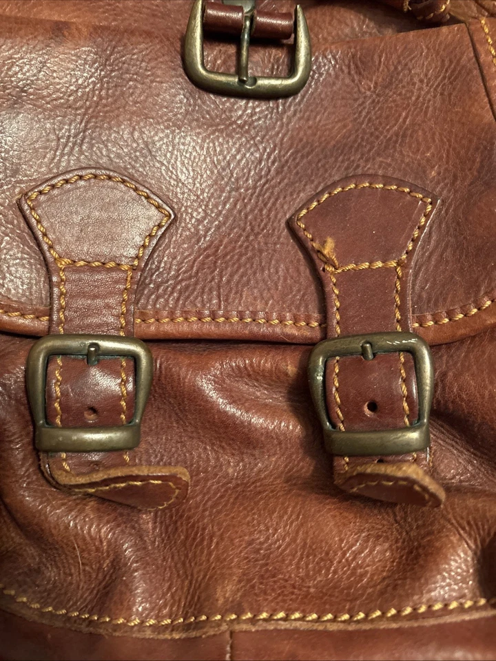 Mochila I Medici Firenze Italiana de Cuero Marrón Vintage Grano Completo Cordón Foto 4 de 4
