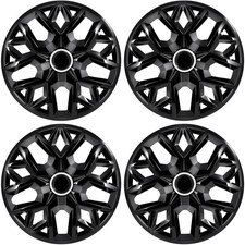 16 Inch Jet Black Universal Hubcaps 4 Pack Fits Cars Trucks Suvs