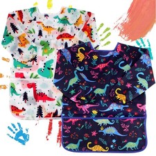 2 Pack Kids Waterproof Painting Aprons Long Sleeve Art Smocks For Ages 3-8 USNew