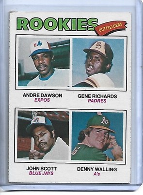 1977 Topps Baseball Rookie Outfielders #473-Dawson/Richards/Scott/Walling