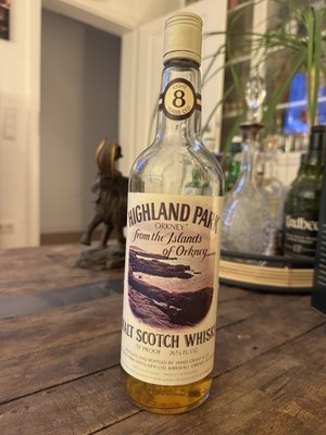 Nr. 65: Highland Park, 70er Jahre, 8 Years, 70 Proof, 26 2/3 Oz., Anbruchflasche